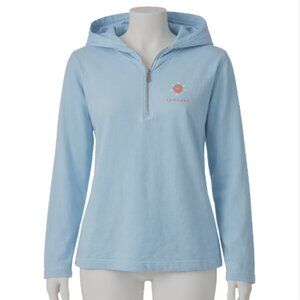 Caesars Hoodie Women XL Blue Quarter Zip Sun Graphic Cotton Made in USA Vintage